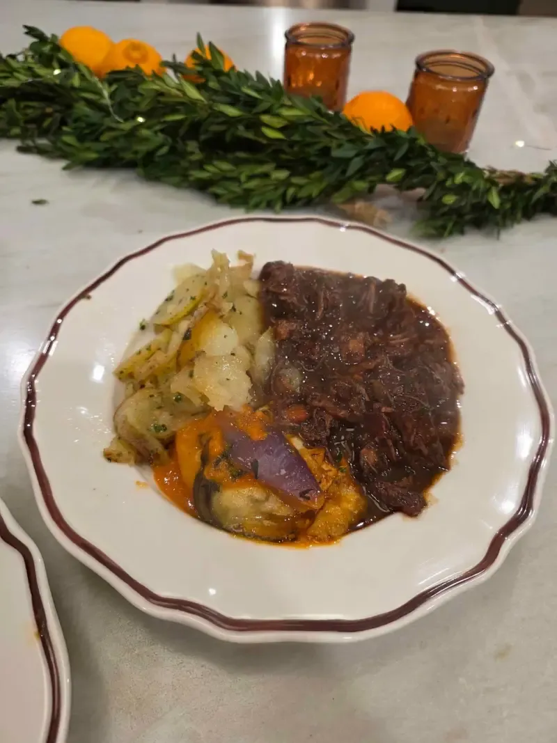 Braised short rib with roasted vegetables by personal chef in New Jersey
