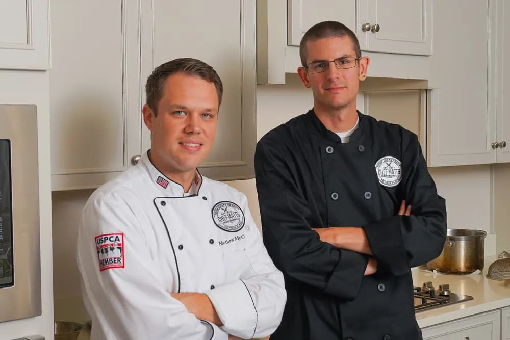 Chef Matt with team member in the kitchen